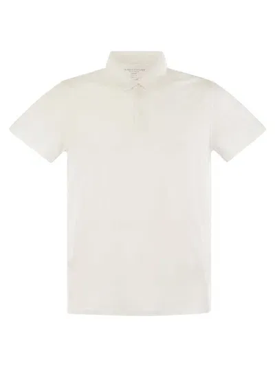 Majestic Filatures Linen Short-sleeved Polo Shirt In Cream