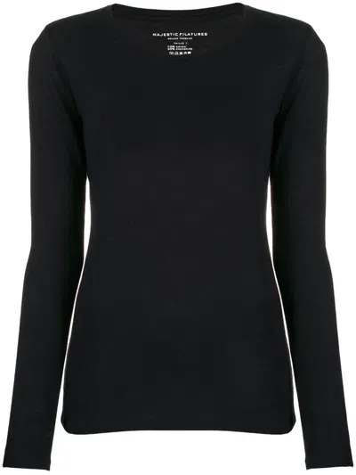 Majestic Long-sleeve Knit Top In Blau