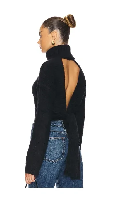 Majorelle Elouise Tie Back Sweater In Black