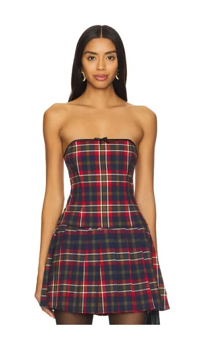 Majorelle Lara Top In Red Multi Plaid