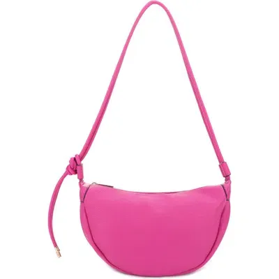 Mali + Lili Aria Recycled Vegan Leather Shoulder Bag In Hot Pink