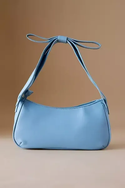 Mali + Lili Pebbled Bow Shoulder Bag In Blue