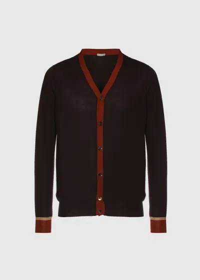 Malo It Cardigan In Cashmere E Seta In Brown