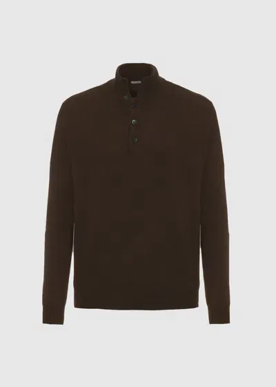 Malo It Maglia Serafino In Cashmere Light In Brown