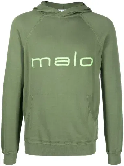 Malo Logo-print Hooded Sweatshirt In Green