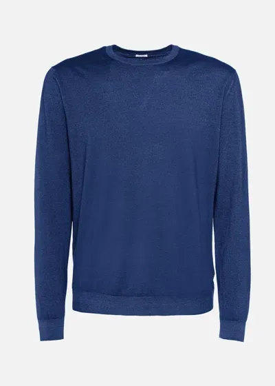 Malo Maglia Girocollo In Cashmere E Seta In Blue