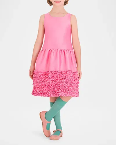 Mama Luma Kids' Girl's Sakura Ruffle Trim Dress In Hot Pink