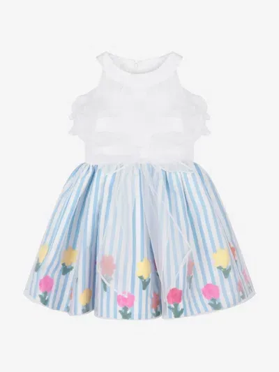 Mama Luma Kids' Girls Organza Layered Flower Dress In Blue