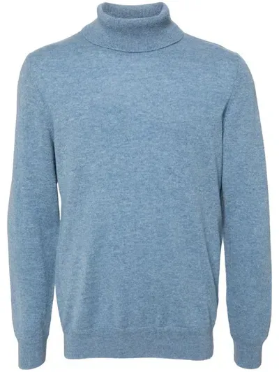 Man On The Boon. Cashmere Roll-neck Jumper In Blue