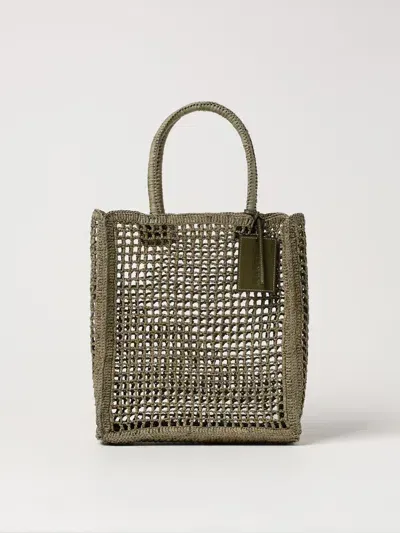 Manebi Interwoven Raffia Tote Bag In Green