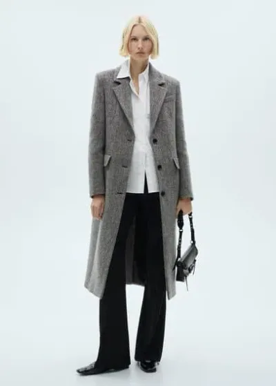 Mango Flecked Wool-blend Coat Grey