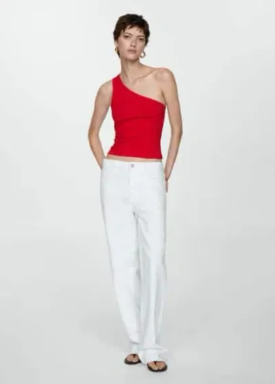 Mango Asymmetric Cotton Top Red