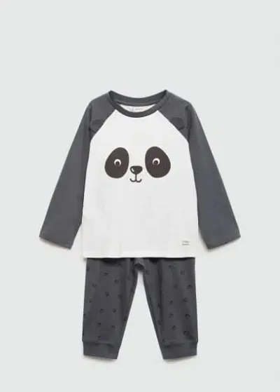 Mango Baby Long Panda Pijama Dark Grey