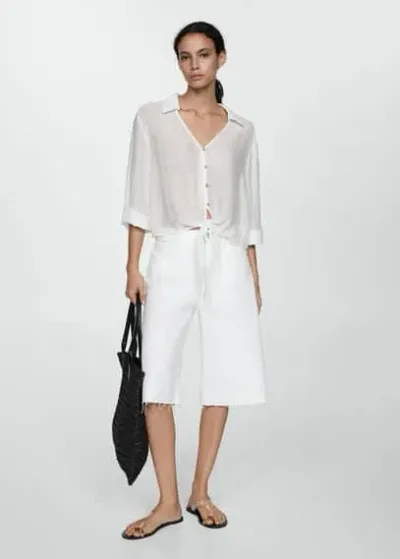 Mango Blouse In Blanc Cassé