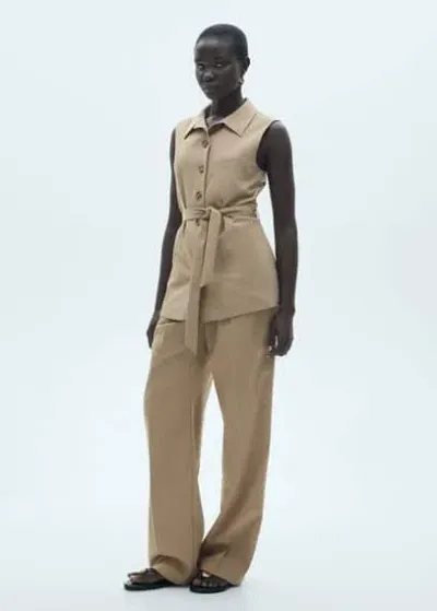 Mango Bow Suit Vest Beige