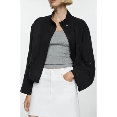 Mango Buckle Pocket Jacket In Black