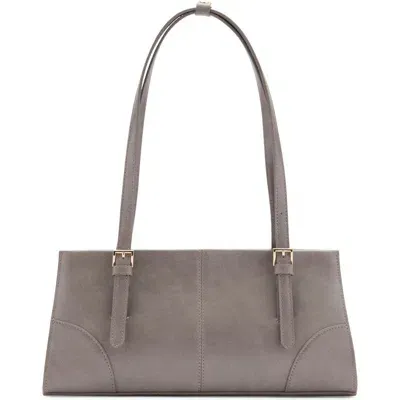 Mango Buckles Faux Leather Shoulder Bag In Gray