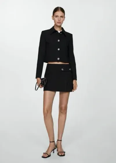 Mango Buttoned Miniskirt Black In Noir