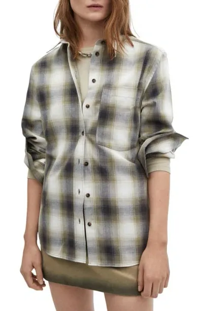 Mango Camisa Aurelius Plaid Button-up Shirt In Green