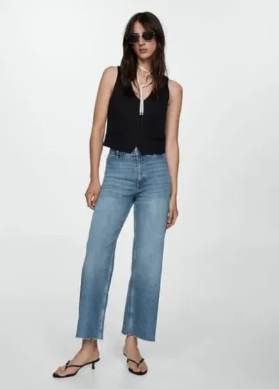 Mango Catherin Culotte High Rise Jeans Medium Blue