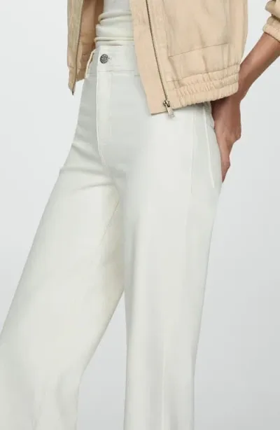 Mango Catherin Raw Hem Ankle Jeans In Off White