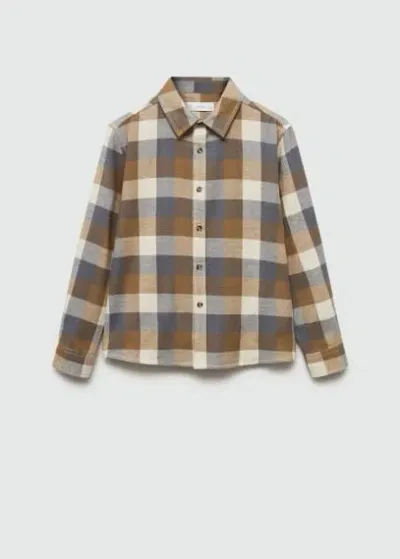 Mango Kids' Check Cotton Shirt Brown