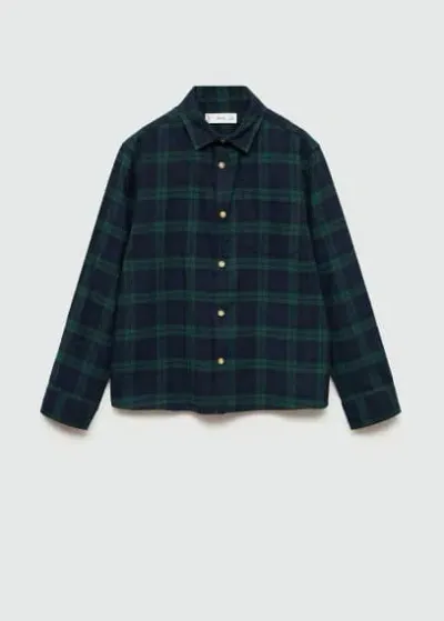 Mango Kids' Check Cotton Shirt Dark Navy