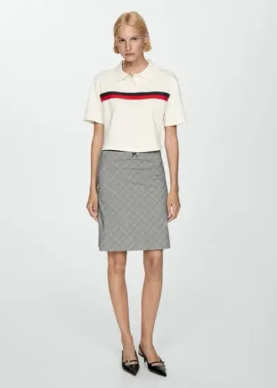 Mango Check Skirt With Decorative Bow Grey