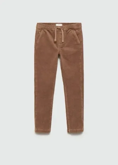 Mango Kids' Corduroy Trousers With Elastic Waist Brown