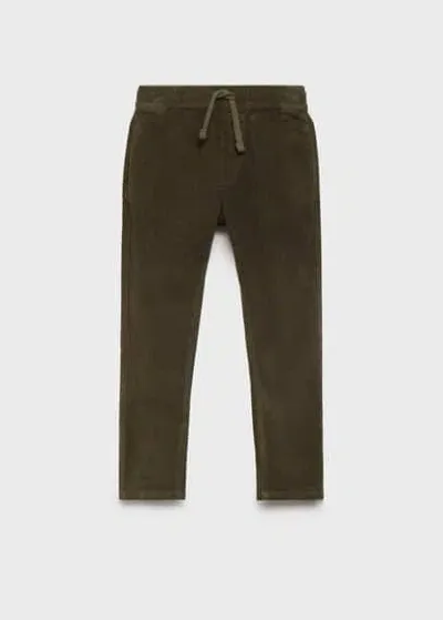 Mango Kids' Corduroy Trousers With Elastic Waist Khaki