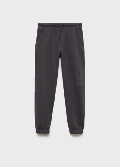 Mango Kids' Cotton Jogger-style Trousers Charcoal