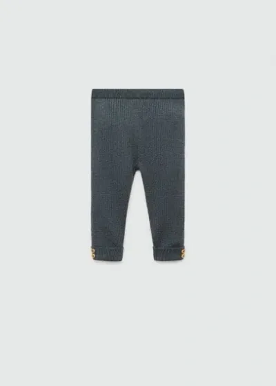 Mango Babies' Cotton Ribbed Leggings Petrol Blue In Bleu Pétrole