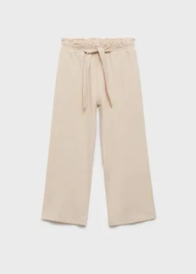 Mango Kids' - Pantalon Wide Leg Coton Sable - 9-10 Ans - Enfants In Neutral