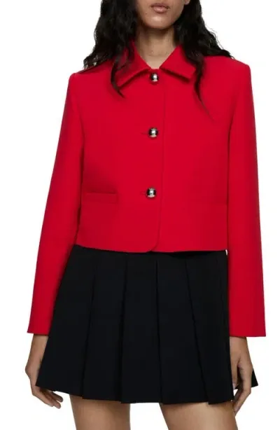 Mango Crop Jacket In Red