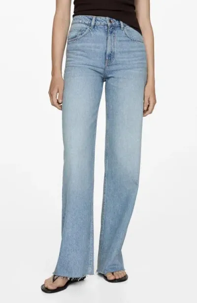 Mango Danila Wide Leg Jeans In Medium Blue