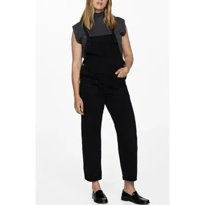 Mango Denim Maternity Overalls<br /> In Black Denim