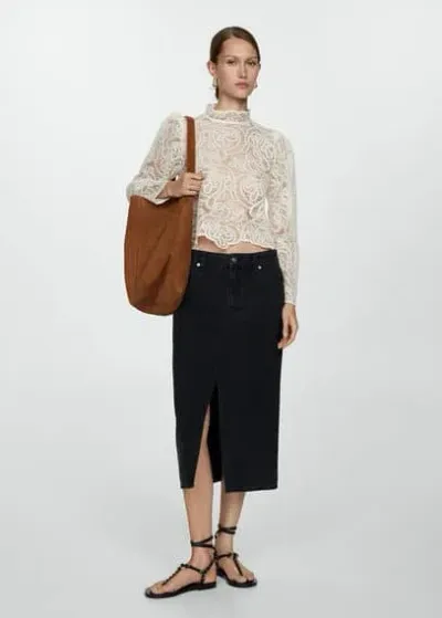 Mango Jupe Midi En Jean In Black Denim