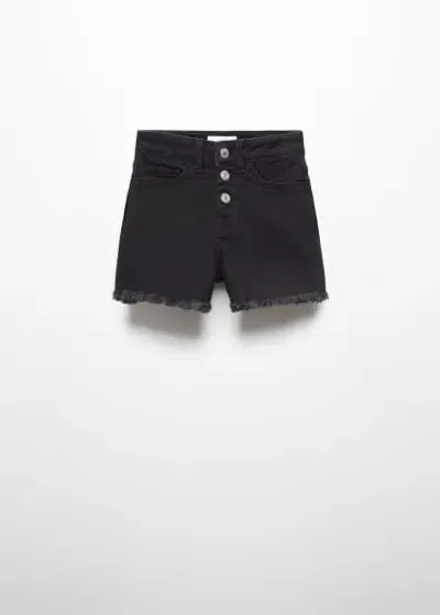 Mango Kids' Short En Jean Boutons In Black Denim