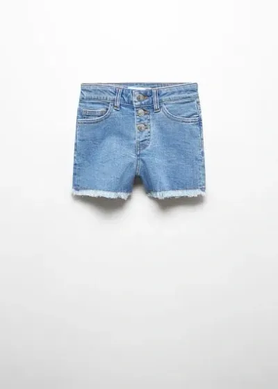 Mango Kids' Short En Jean Boutons In Bleu Moyen