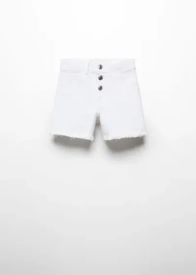 Mango Kids' Short En Jean Boutons In Blanc