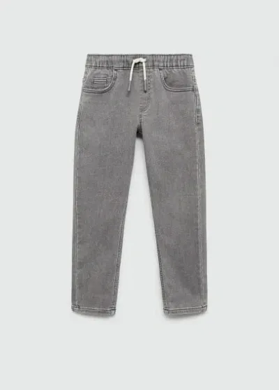 Mango Kids' Drawstring Waist Jeans Denim Grey