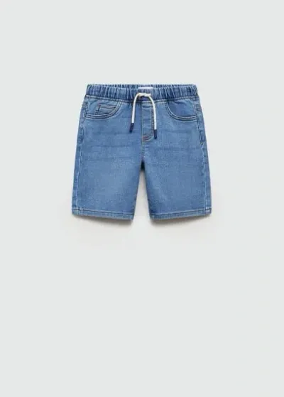 Mango Kids' Elastic Waist Denim Bermuda Shorts Medium Blue