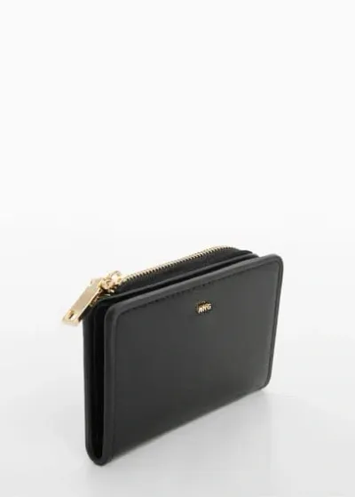 Mango Embossed Wallet With Logo Black