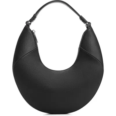 Mango Faux Leather Hobo Bag In Black