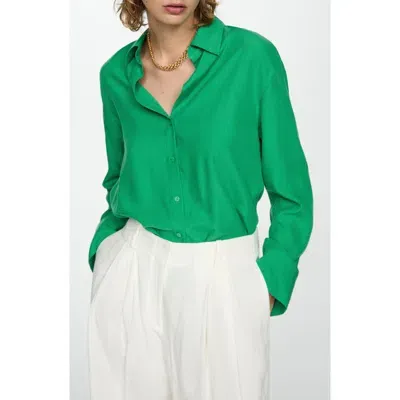 Mango Fluid Button-up Shirt In Green