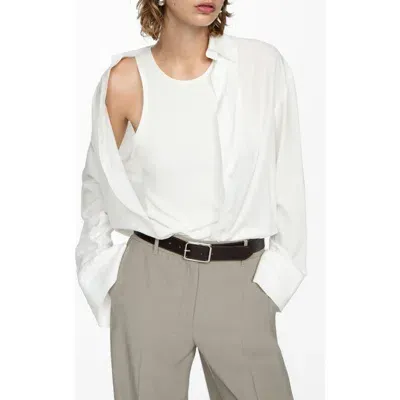 Mango Fluid Button-up Shirt In Off White