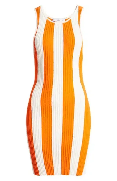 Mango Gabriela Stripe Sleeveless Knit Minidress In Orange