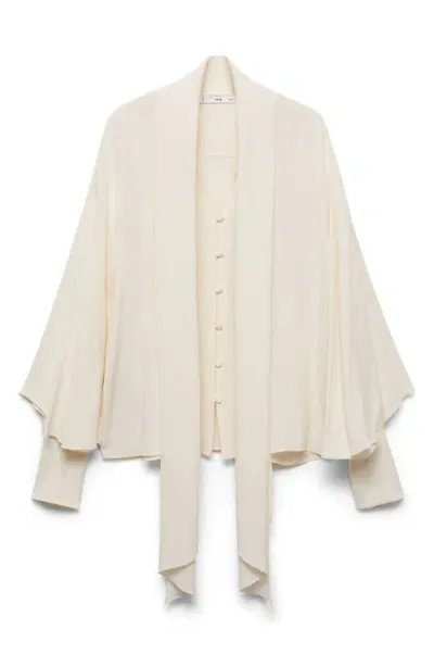 Mango Garden Button-up Top With Scarf In Light Beige