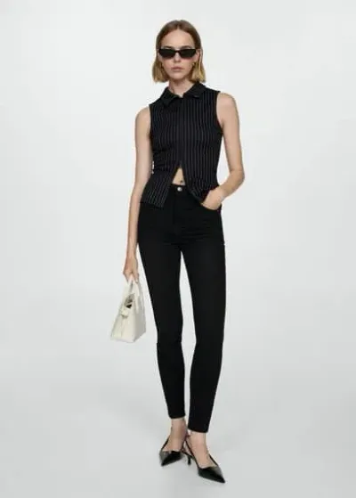 Mango High-rise Skinny Jeans Black Denim