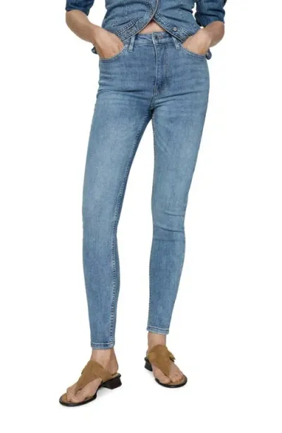 Mango High Waist Skinny Jeans In Medium Blue